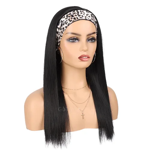 Miniatura 12 de G&T - Peluca de diadema sintética para mujer, color negro, lacio, sin pegamento, resistente al calor, aspecto natural para uso diario en fiestas