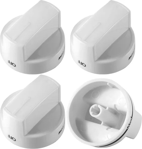 Paquete de 4 pomos de estufa WPW10339443 Pieza de repuesto de perilla superior blanca para estufa de gas Whirl-Pool – Reemplaza AP6019878,