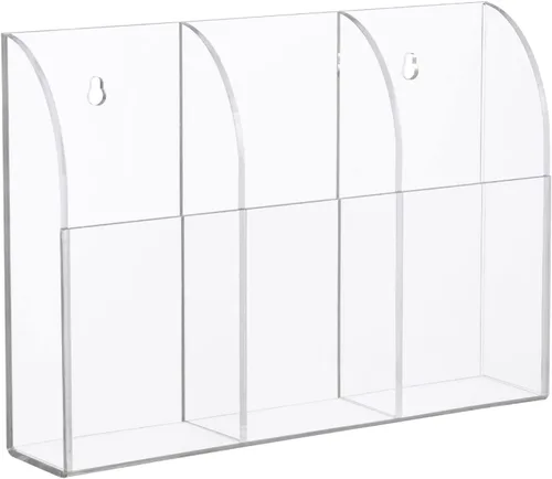 Yeeco Soporte de acrílico para control remoto, 3 compartimentos, soporte de control remoto transparente, 7.9 pulgadas, 1.6 pulgadas, 5.6 pulgadas,