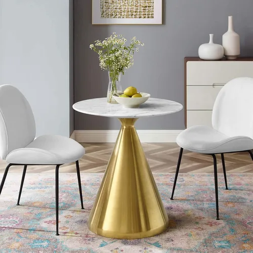 Miniatura 33 de Modway Tupelo - Mesa de comedor cuadrada de 28 pulgadas, color dorado y blanco