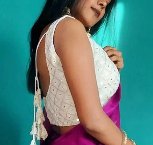 Miniatura 3 de Indian Hawker Blusa corta estilo sari de Bollywood Pure Georgette para mujer