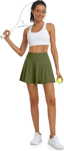 Miniatura 5 de UEU Faldas de tenis para mujer, plisadas, de cintura alta, para golf, atletismo, verano, mini falda pantalón con bolsillos cortos para correr y uso