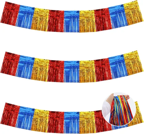 Miniatura 46 de BEISHIDA 3 Paquetes de Guirnalda de Flecos de Lámina Metálica Arcoíris Oscuro para Colgar en la Pared, Banderas de Oropiel para Halloween, Flotas