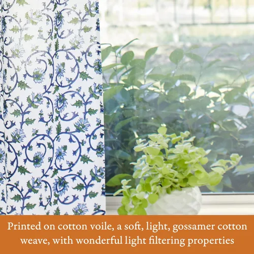 Miniatura 3 de Saffron Marigold Cortinas de Algodón de Media Cocina para Ventanas Pequeñas, Baño y Café Estampadas a Mano con Bloque Moonlit Taj - Diseño Bohemio