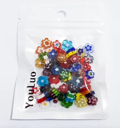 Miniatura 4 de YouLuo Millefiori Lampwork - 100 cuentas sueltas de cristal con forma de corazón, cuentas espaciadoras redondas para hacer joyas