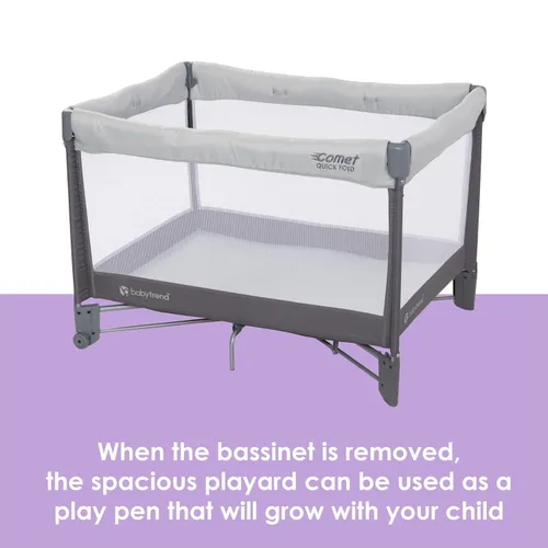 Miniatura 3 de Baby Trend Comet - Corral plegable rápido con moisés colgante, color gris desierto