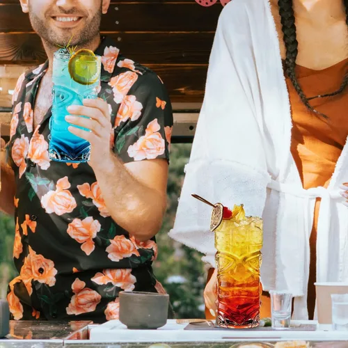 Miniatura 7 de Juego de vasos Tiki transparentes de 2 a 14 onzas, modernos vasos de cóctel Tiki perfectos para cócteles exóticos, Mai Tai, cócteles