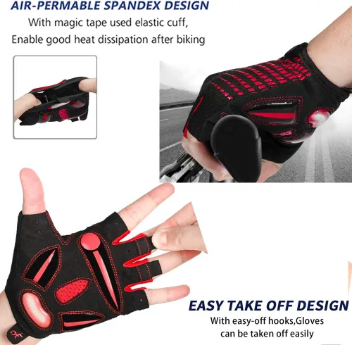 Miniatura 4 de MOREOK Guantes de ciclismo para hombres y mujeres con almohadilla de gel de 0.197 in - Bicicleta de carretera MTB, ciclismo, entrenamiento