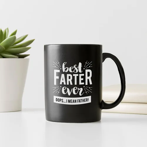 Miniatura 6 de Canopy Street Taza con texto en inglés "Best Farter Father Ever", taza de café negra de 15 onzas para papás, regalo divertido para el Día del Padre