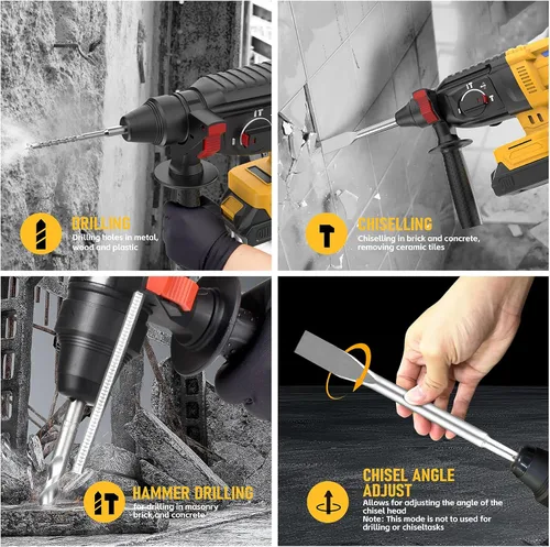 Miniatura 4 de Taladro de Martillo Giratorio Inalámbrico SDS Compatible con Batería Dewalt 20V (SIN Batería) Motor Sin Escobillas, Embrague de Seguridad, 4