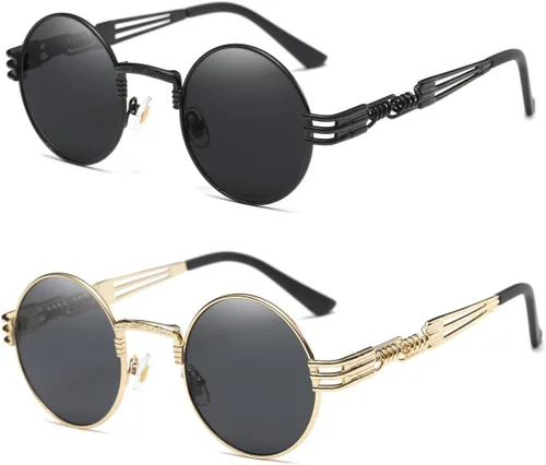 Miniatura 39 de Dollger Gafas de sol redondas Steampunk con marco de metal