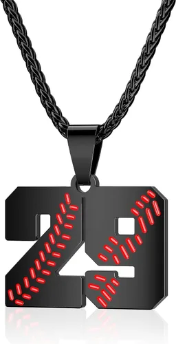 Miniatura 59 de Collar con número de béisbol para niños 00-99, collar con número de camiseta de béisbol de acero inoxidable, colgante personalizado, regalo