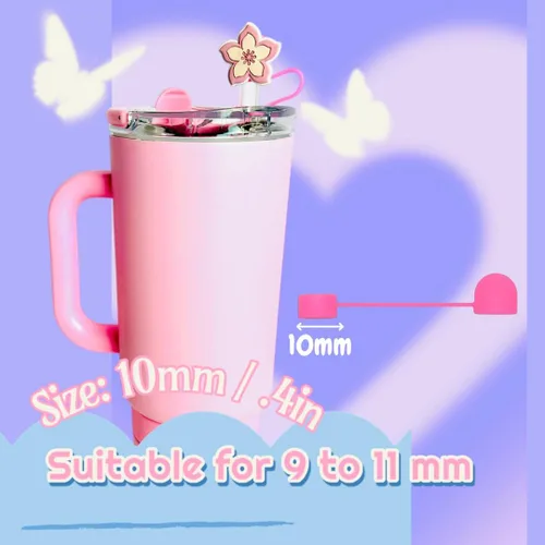 Miniatura 6 de Paquete de 6 fundas de silicona para popotes compatibles con vasos Stanley de 30 y 40 onzas y botellas de agua, tapas de popote reutilizables, a