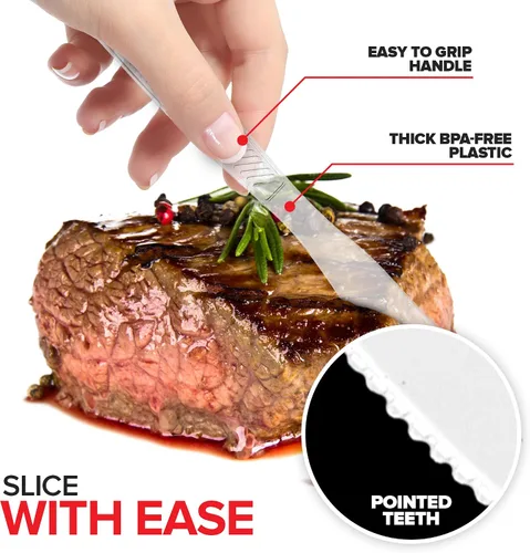 Miniatura 4 de Stock Your Home Cuchillos transparentes resistentes (paquete de 300), cuchillos desechables de plástico a granel, utensilios de plástico