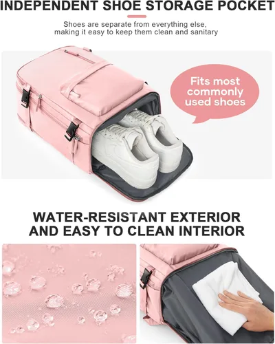 Miniatura 6 de VGCUB - Mochila grande para viaje, trabajo, negocios, mochila para laptop aprobada como equipaje de mano para vuelos, unisex, Rosa (Pure Pink)