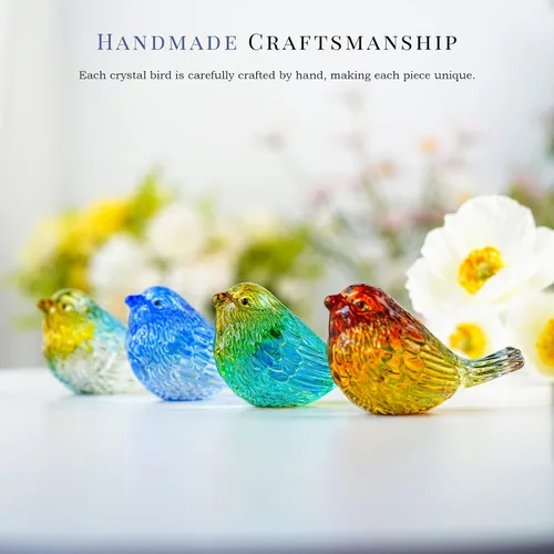 Miniatura 7 de HDCRYSTALGIFTS 4 figuras coloridas de pájaros de cristal, figuras coleccionables de animales de 3 pulgadas, regalos para mujeres, amantes