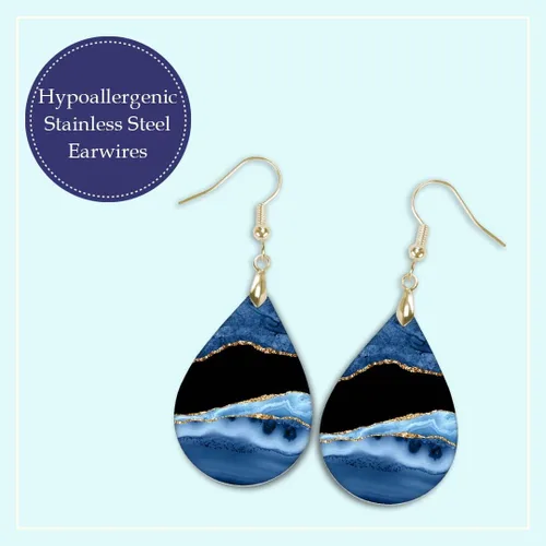 Miniatura 82 de Dangle Earrings for Women Colorful Dangling Drop Statement Jewelry Printed MDF Wood Teardrop Double Side Print Handmade by The Painted Pug
