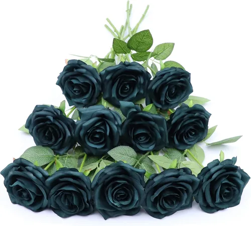Miniatura 35 de Rosas artificiales, rosas artificiales, rosa falsa de seda, flores falsas de aspecto real con tallos para ramos de boda, mesas, centros de mesa