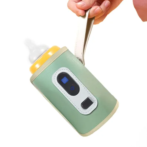 Miniatura 6 de Calentador de biberones USB, protector de calor de leche para bebés con pantalla LED para el hogar, viajes, automóvil (verde)