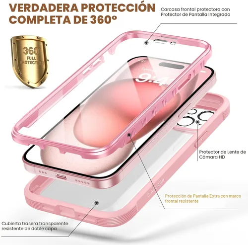 Miniatura 3 de Diaclara - Funda resistente de cuerpo completo con protector de pantalla sensible al tacto y antiarañazos, con protector de lente de cámara