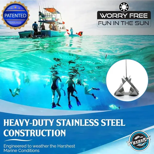 Miniatura 2 de WAVESRX TriAnchor - Stainless Steel Folding PWC & Boat Anchor Sets Instantly for Effortless Boat & Jet Ski Anchoring Compact Patent-Pending