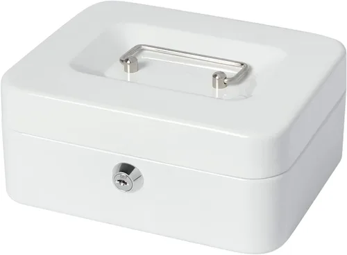 Miniatura 13 de Caja de dinero pequeña con bandeja de dinero y cerradura, caja de dinero de metal para efectivo, caja de seguridad de 7.87 x 6.3 x 3.54 pulgadas