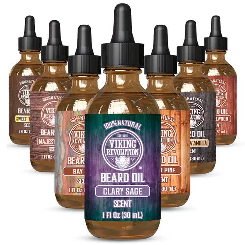 Miniatura 15 de Viking Revolution Aceite de barba de sándalo para hombres, aceite natural para barba con aceite de argán y aceite de jojoba, suavizante de barba