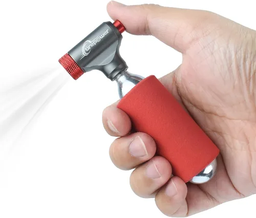 Miniatura 9 de CO2 Bike Tire Inflator - Push-Button Presta & Schrader Compatible CO2 Bike Pump or 12X 16g Threaded CO2 Cartridges for Road Bikes, MTB, Hybrid Bikes