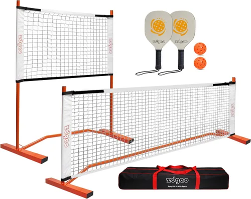 Zdgao Juego de red de pickleball pequeña: red de pickleball de 10 pies, red de rebote de entrenamiento de 4 pies de altura ajustable con pelotas de
