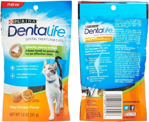 Miniatura 2 de Purina Dentalife - Paquete de golosinas dentales para gatos; salmón salado y pollo sabroso