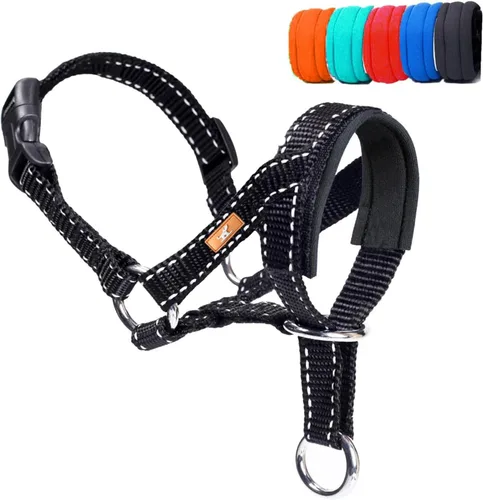 Miniatura 12 de Collar de cabeza de perro con tela reflectante, arnés ajustable para cabeza de perro para evitar tirones para perros pequeños, medianos y grandes