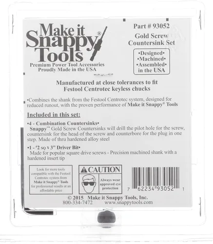 Miniatura 3 de Make it Snappy Tools - Juego de 4 brocas avellanadoras compatibles con mandriles Centrotec Festool