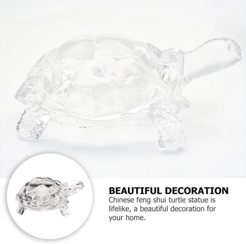 Miniatura 8 de WINOMO Estatua de tortuga de cristal Feng Shui, tortuga de cristal transparente para decoración de acuario, paz, prosperidad y energía positiva