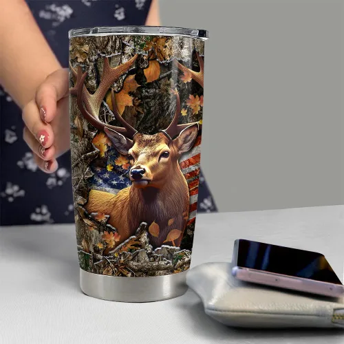 Miniatura 6 de SANDJEST Taza de ciervo 20oz Vasos aislados de acero inoxidable Taza de viaje de café Taza de regalo para hombres Regalo para cumpleaños Navidad