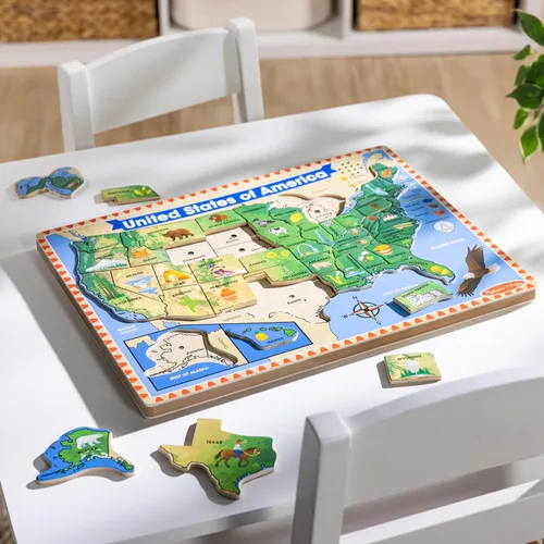 Miniatura 9 de Melissa & Doug – EE. UU. Mapa – Puzzle de rompecabezas de madera de sonido con efectos de sonido (40 Pcs)