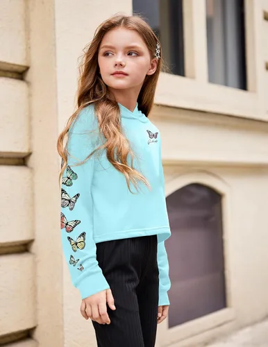 Miniatura 2 de Arshiner - Sudadera corta con capucha y manga larga con teñido batik para niñas