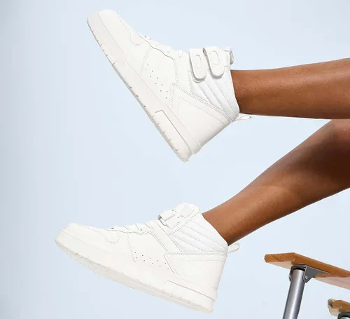 Miniatura 6 de LUCKY STEP Tenis de baloncesto de moda para mujer, botas de tobillo para caminar, zapatos de tenis con plataforma de gancho y bucle, zapatos
