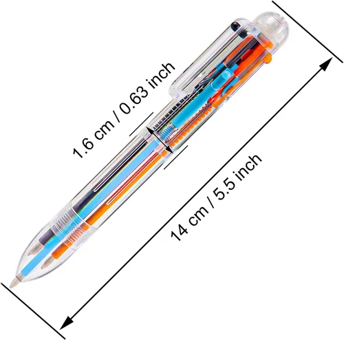 Miniatura 2 de Paquete de 100 bolígrafos multicolor 6 en 1 de 0.020 in, 6 colores transparentes de barril retráctil, para oficina, suministros escolares, regalo