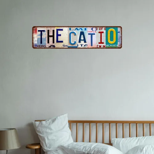 Miniatura 7 de Cartel de metal Catio – Regalo para los amantes de los gatos, divertida decoración de pared de patio de gatos para jardín, casa, bar y cueva