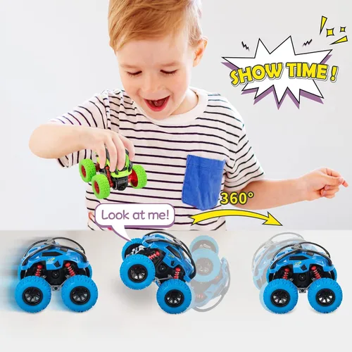 Miniatura 3 de LODBY Camiones Monstruo Juguetes para Niños - Camiones de Empujar y Avanzar para Niños Pequeños, Autos de Carrera para Fiestas Infantiles de 3-5