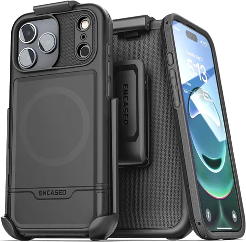 Miniatura 11 de ENCASED Funda para cinturón con clip para iPhone 11 (2019 Rebel Armor) Funda protectora resistente de cuerpo completo con soporte (Negro)