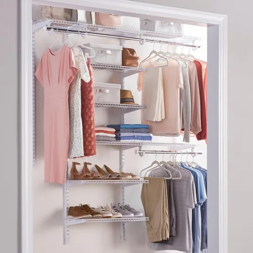 Miniatura 6 de Rubbermaid Configurations Kit de Armario Personalizado Deluxe de 3-6 Pies, Estantería de Alambre Metálico Ajustable, Acabado Blanco, Sistema