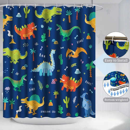 Miniatura 3 de Poedist Juego de 4 cortinas de ducha de baño, juegos de cortinas de baño para niños con alfombras