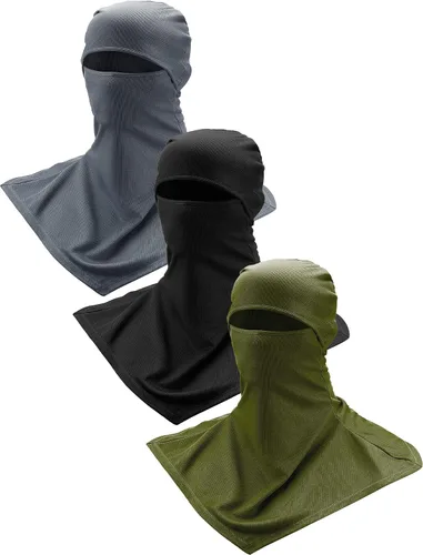 Miniatura 13 de SATINIOR Pasamontañas de 3 piezas, protección solar, cubierta para el cuello, pasamontañas de verano, máscara facial para motocicleta para hombres