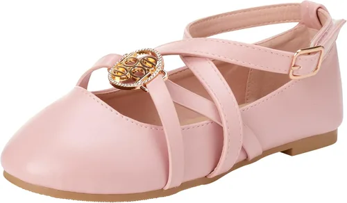 bebe Girls' Dress Shoes - Strappy Ballet Flats with Rhinestone Medallion (Little GirlBig Girl)