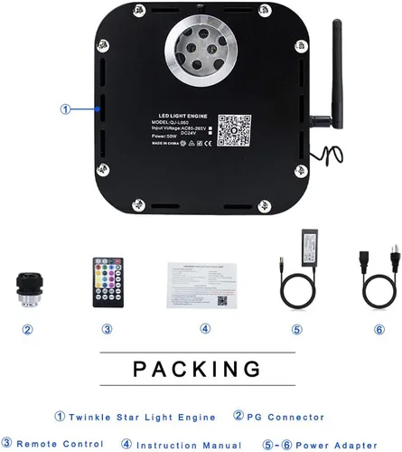 Miniatura 6 de AZIMOM Fuente de Luz de Fibra Óptica Centelleante de Alta Luminosidad 50W Motor Driver de Caja de Luz RGBW Control Remoto Bluetooth/RF Modo Sensor