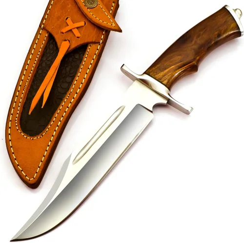 Miniatura 11 de Poshland Cuchillo de caza personalizado hecho a mano de acero D2 de 12.5 pulgadas - Mango de hueso de agarre perfecto con herraje de latón (REG-225)