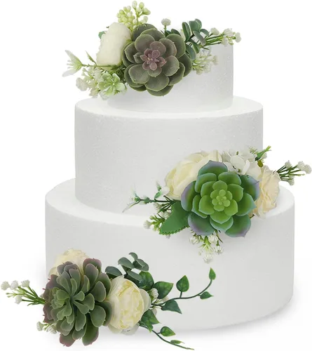 Miniatura 19 de Rinlong 3 piezas de decoración de pastel de flores azules para bebé, decoraciones de pastel, topper de pastel para boda, decoración de pastel