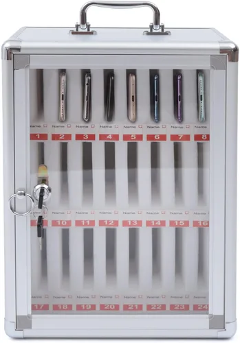 TFCFL Gabinete de almacenamiento de bolsillo de aleación de aluminio, caja de almacenamiento de 24 ranuras, armario de almacenamiento de teléfonos
