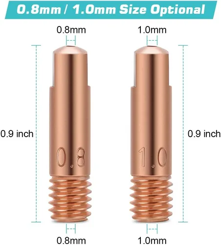 Miniatura 6 de 20 puntas de contacto de cobre, puntas de contacto de soldadura para consumibles de antorcha de soldadura 15AK MIG/MAG (0.039 pulgadas)